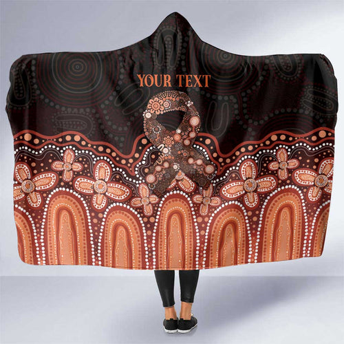 Australia Indigenous Personalized Hooded Blanket Fight Leukemia Orange Ribbons - Aussie Hoodie