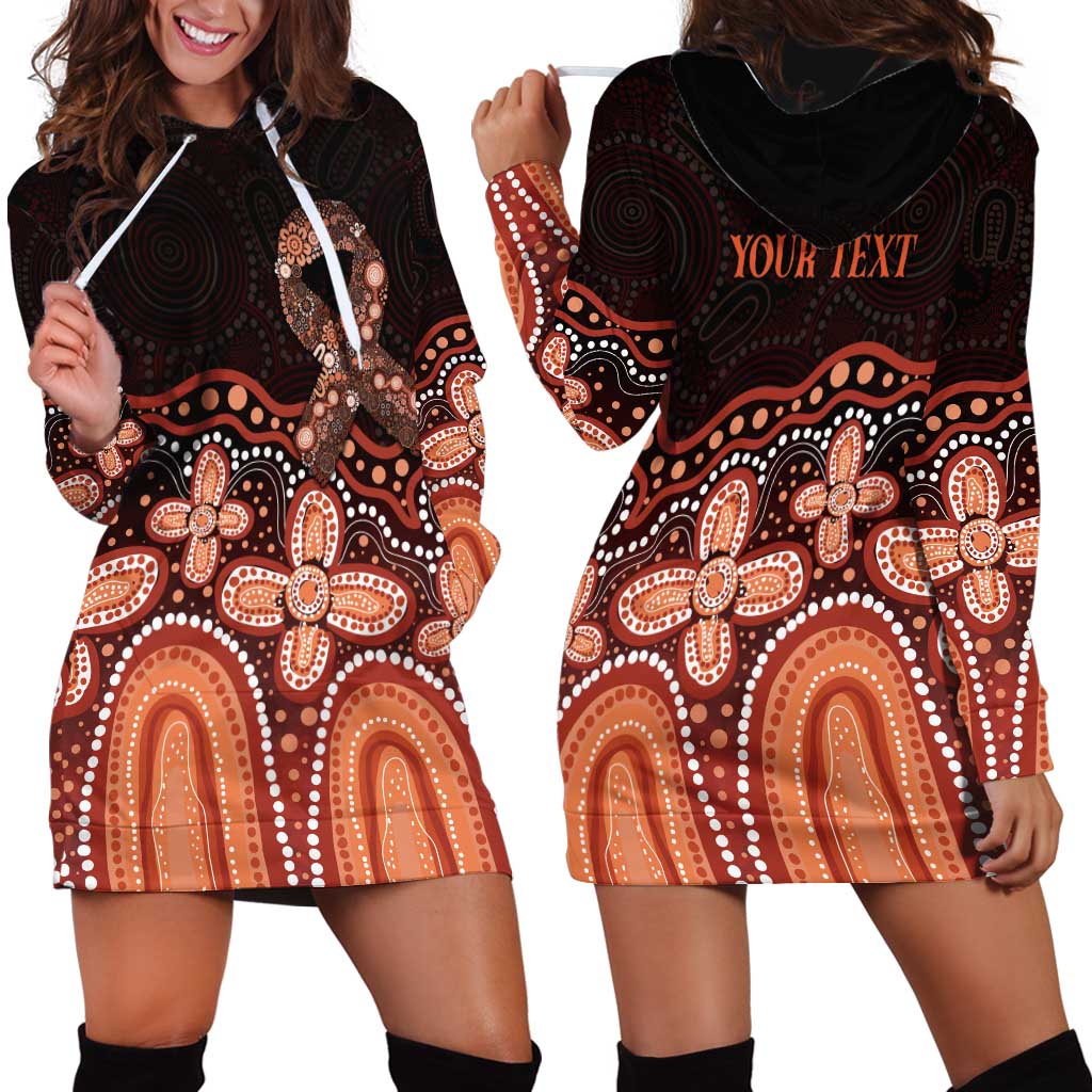 Australia Indigenous Personalized Hoodie Dress Fight Leukemia Orange Ribbons - Aussie Hoodie