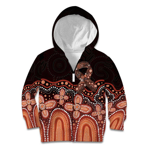 Australia Indigenous Personalized Kid Hoodie Fight Leukemia Orange Ribbons - Aussie Hoodie