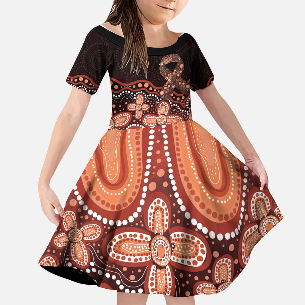 Australia Indigenous Personalized Kid Short Sleeve Dress Fight Leukemia Orange Ribbons - Aussie Hoodie