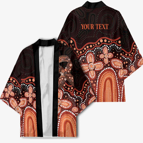 Australia Indigenous Personalized Kimono Fight Leukemia Orange Ribbons - Aussie Hoodie