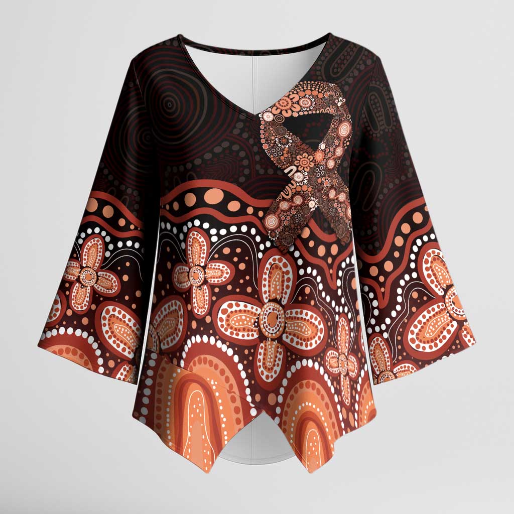 Australia Indigenous Personalized Kimono Sleeve Blouse Fight Leukemia Orange Ribbons - Aussie Hoodie