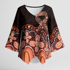 Australia Indigenous Personalized Kimono Sleeve Blouse Fight Leukemia Orange Ribbons - Aussie Hoodie