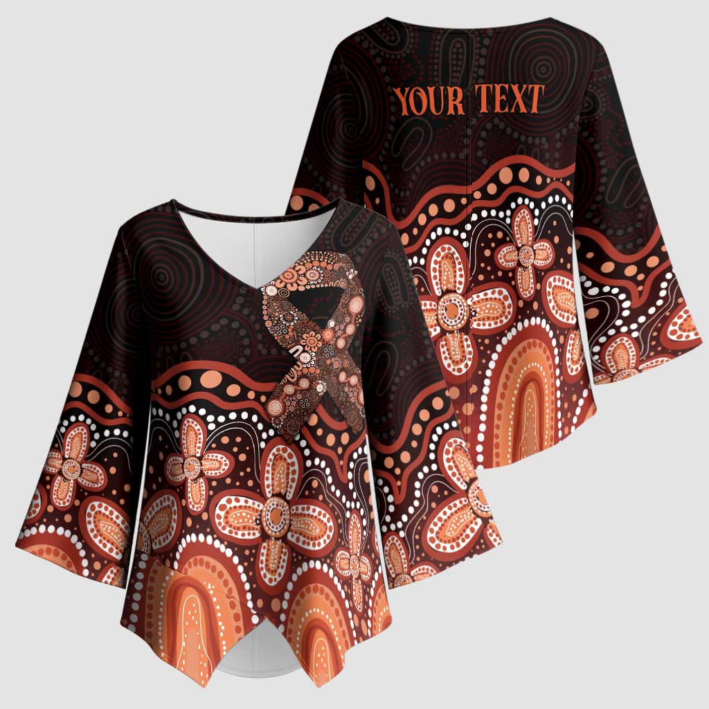 Australia Indigenous Personalized Kimono Sleeve Blouse Fight Leukemia Orange Ribbons - Aussie Hoodie