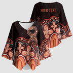 Australia Indigenous Personalized Kimono Sleeve Blouse Fight Leukemia Orange Ribbons - Aussie Hoodie