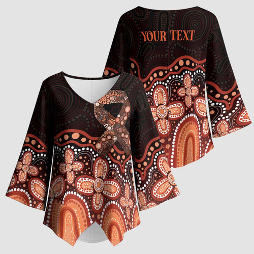 Australia Indigenous Personalized Kimono Sleeve Blouse Fight Leukemia Orange Ribbons - Aussie Hoodie
