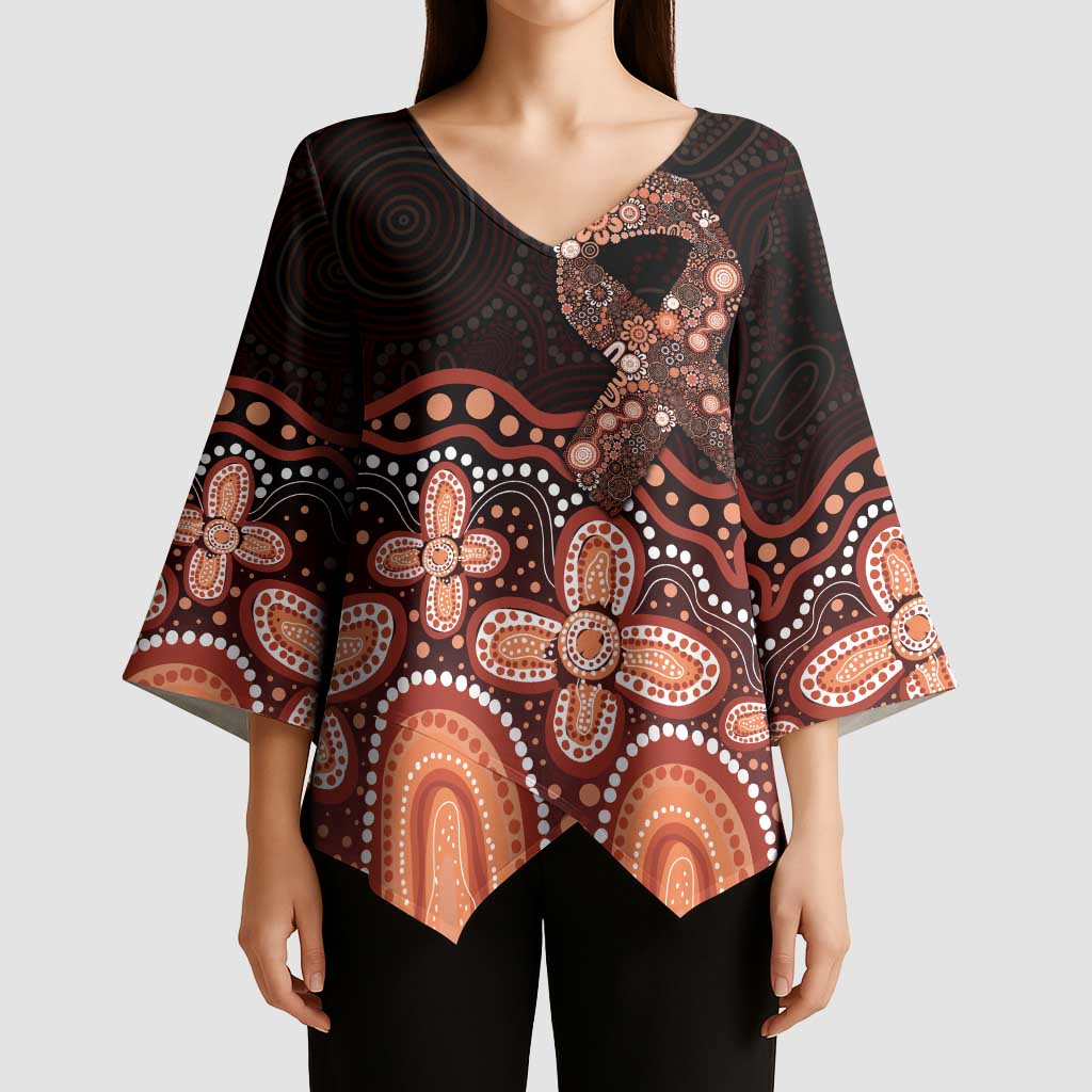 Australia Indigenous Personalized Kimono Sleeve Blouse Fight Leukemia Orange Ribbons - Aussie Hoodie