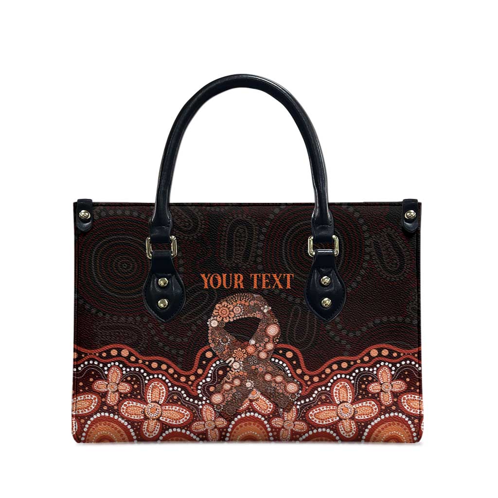 Australia Indigenous Personalized Leather Bag Fight Leukemia Orange Ribbons - Aussie Hoodie