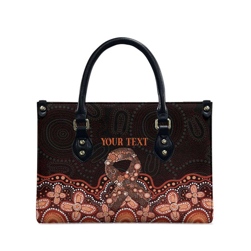 Australia Indigenous Personalized Leather Bag Fight Leukemia Orange Ribbons - Aussie Hoodie