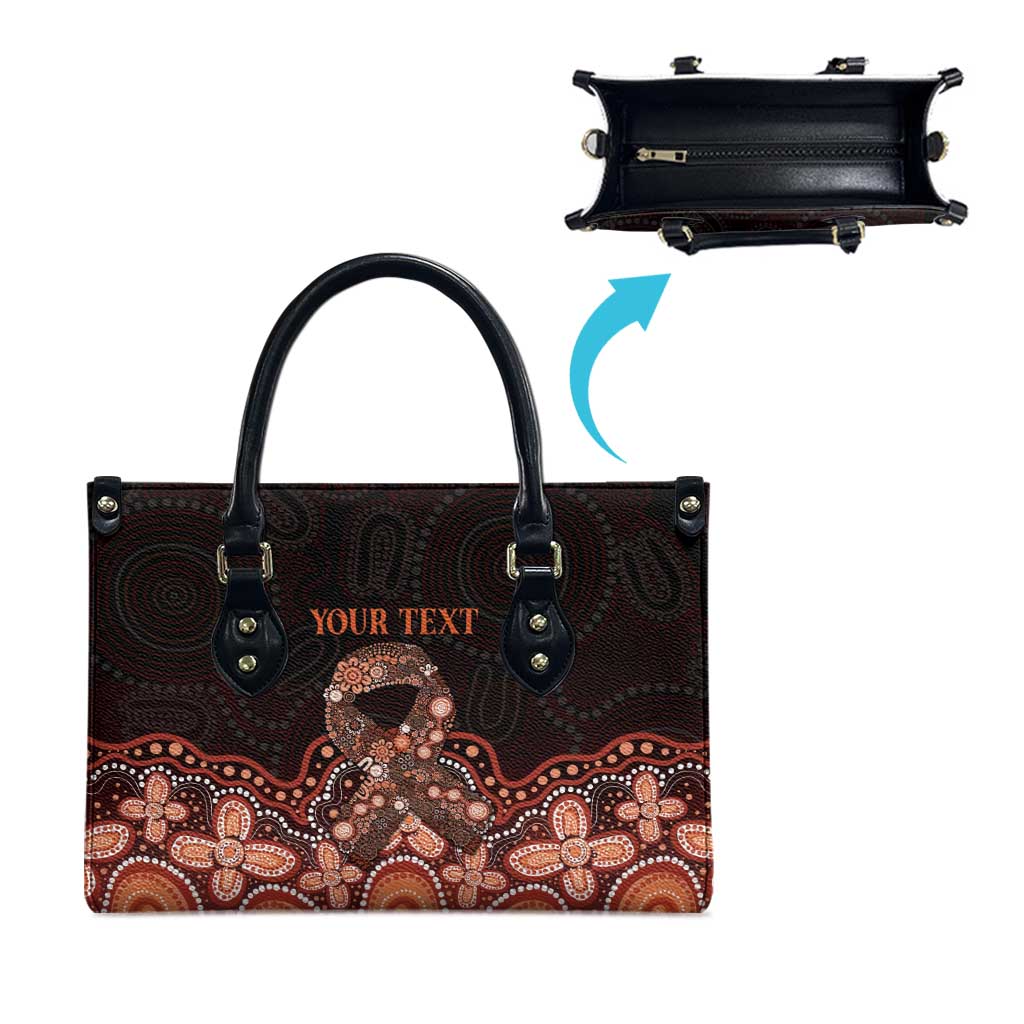 Australia Indigenous Personalized Leather Bag Fight Leukemia Orange Ribbons - Aussie Hoodie