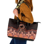 Australia Indigenous Personalized Leather Tote Bag Fight Leukemia Orange Ribbons - Aussie Hoodie