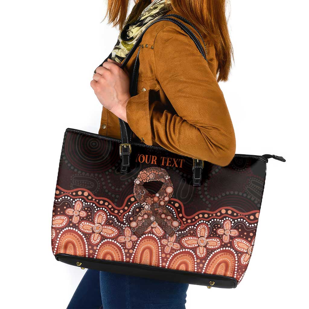 Australia Indigenous Personalized Leather Tote Bag Fight Leukemia Orange Ribbons - Aussie Hoodie