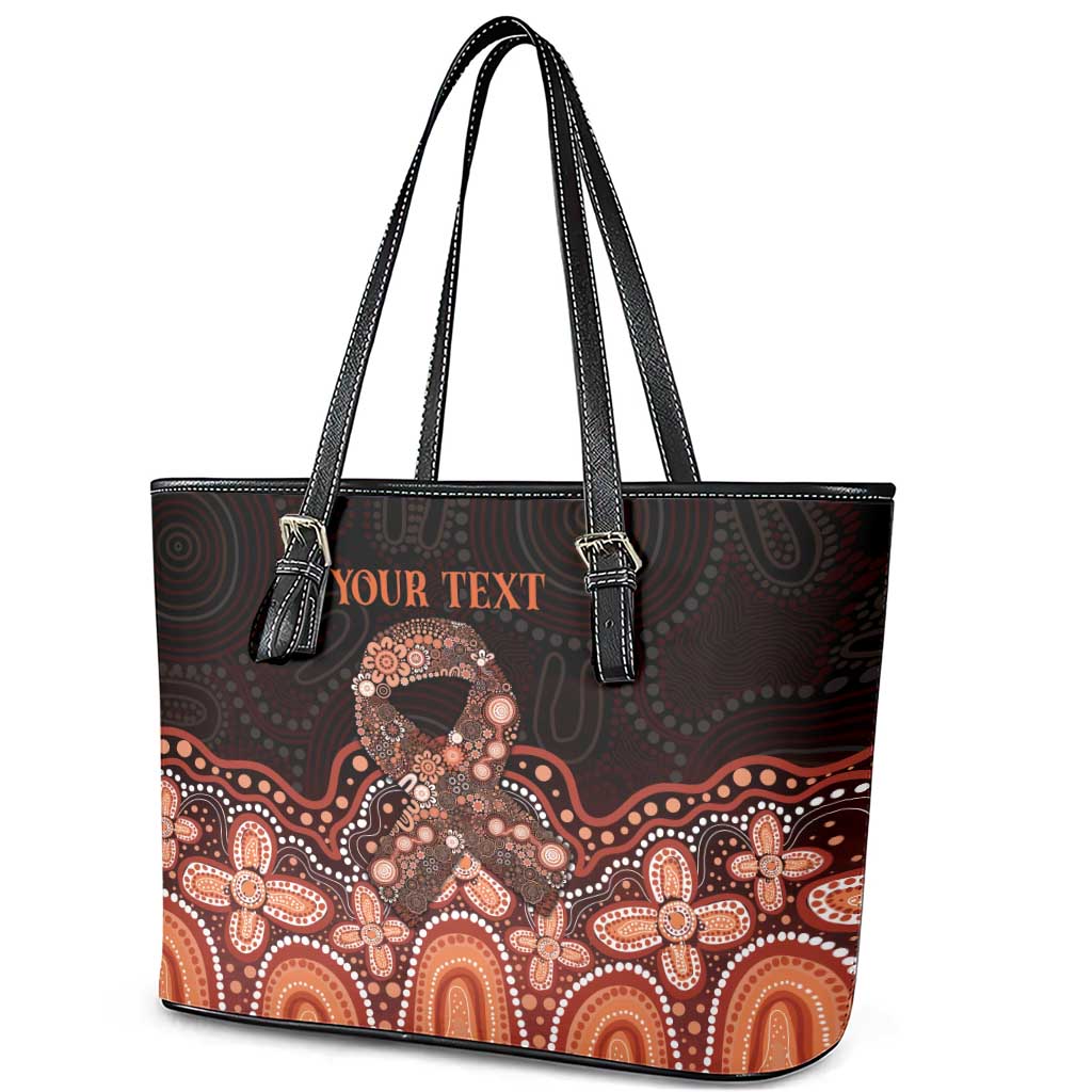 Australia Indigenous Personalized Leather Tote Bag Fight Leukemia Orange Ribbons - Aussie Hoodie