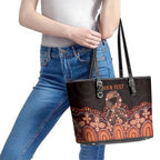 Australia Indigenous Personalized Leather Tote Bag Fight Leukemia Orange Ribbons - Aussie Hoodie