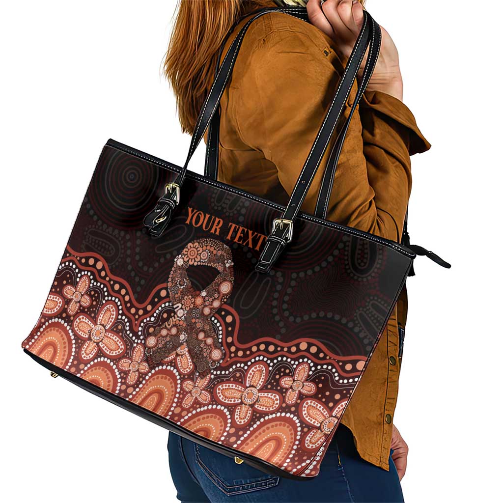 Australia Indigenous Personalized Leather Tote Bag Fight Leukemia Orange Ribbons - Aussie Hoodie