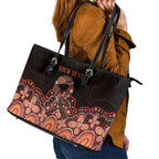 Australia Indigenous Personalized Leather Tote Bag Fight Leukemia Orange Ribbons - Aussie Hoodie