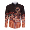 Australia Indigenous Personalized Long Sleeve Button Shirt Fight Leukemia Orange Ribbons - Aussie Hoodie