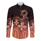 Australia Indigenous Personalized Long Sleeve Button Shirt Fight Leukemia Orange Ribbons - Aussie Hoodie
