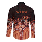 Australia Indigenous Personalized Long Sleeve Button Shirt Fight Leukemia Orange Ribbons - Aussie Hoodie