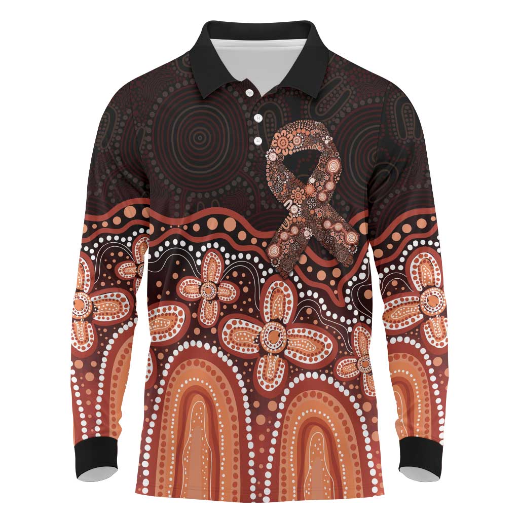 Australia Indigenous Personalized Long Sleeve Polo Shirt Fight Leukemia Orange Ribbons - Aussie Hoodie