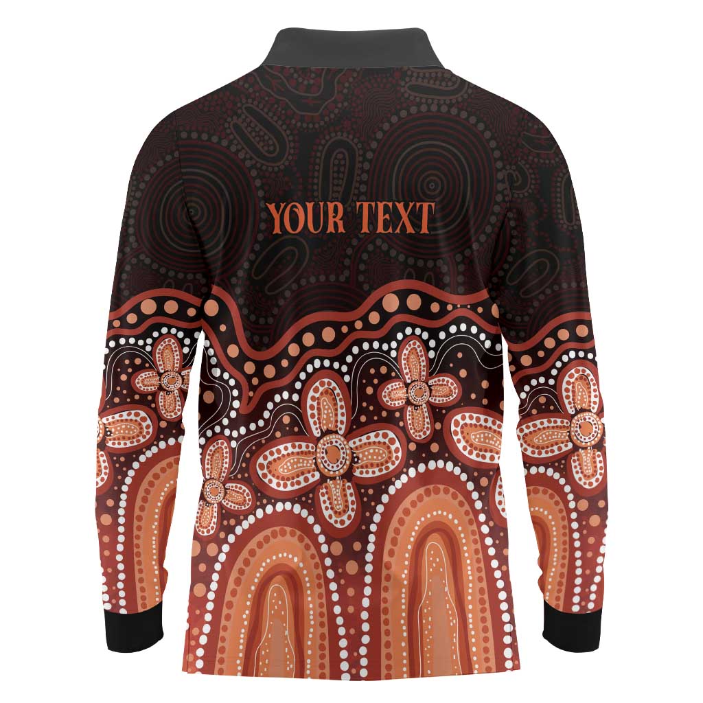 Australia Indigenous Personalized Long Sleeve Polo Shirt Fight Leukemia Orange Ribbons - Aussie Hoodie