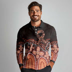 Australia Indigenous Personalized Long Sleeve Polo Shirt Fight Leukemia Orange Ribbons - Aussie Hoodie