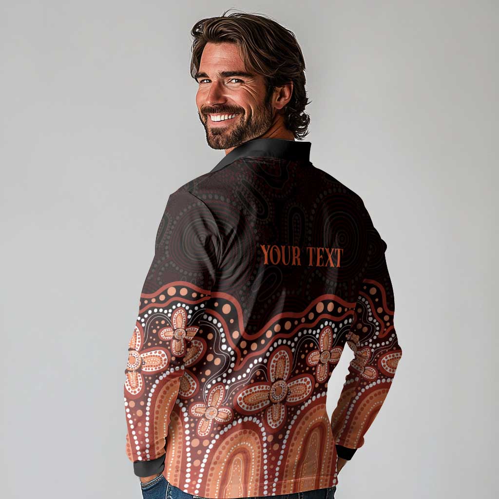 Australia Indigenous Personalized Long Sleeve Polo Shirt Fight Leukemia Orange Ribbons - Aussie Hoodie