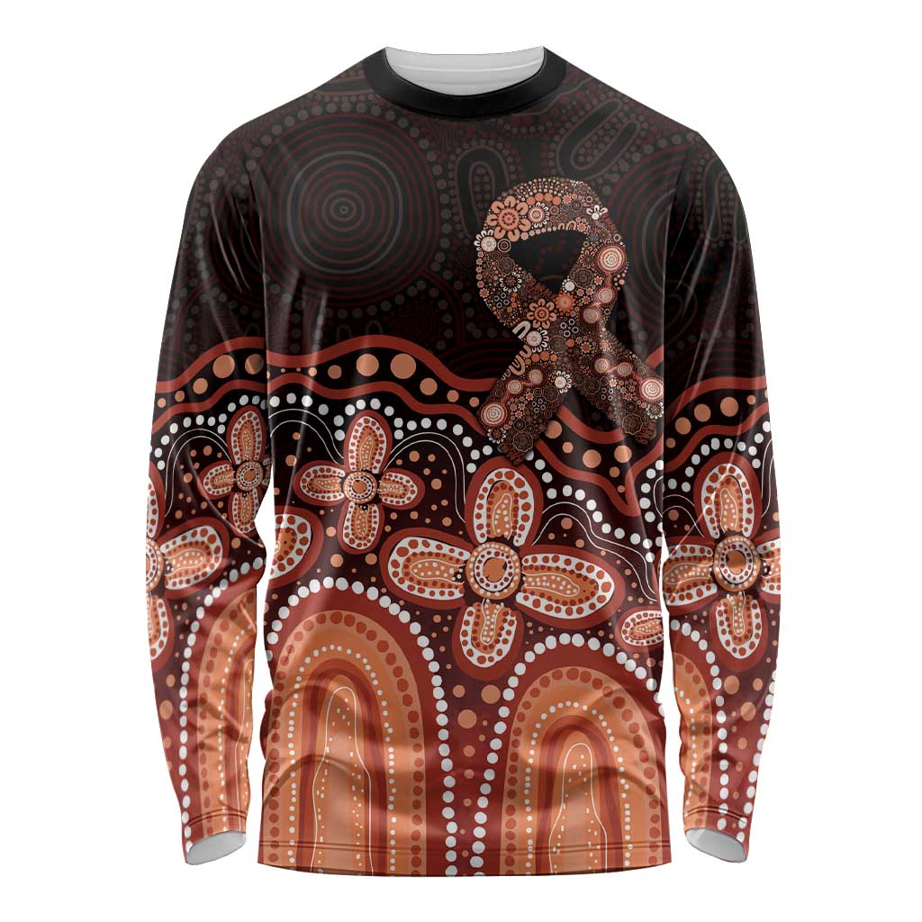 Australia Indigenous Personalized Long Sleeve Shirt Fight Leukemia Orange Ribbons - Aussie Hoodie