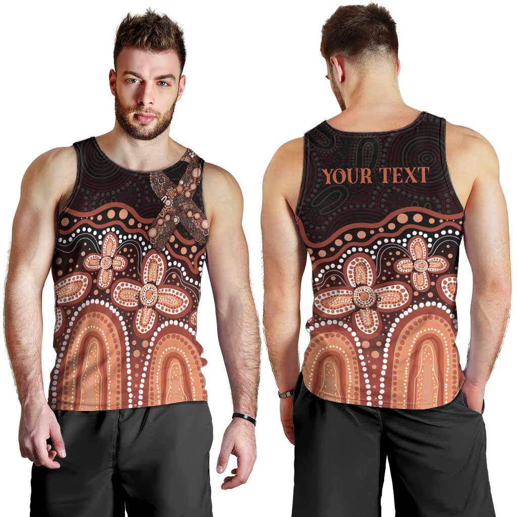 Australia Indigenous Personalized Men Tank Top Fight Leukemia Orange Ribbons - Aussie Hoodie