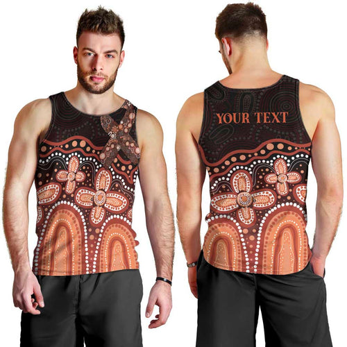 Australia Indigenous Personalized Men Tank Top Fight Leukemia Orange Ribbons - Aussie Hoodie