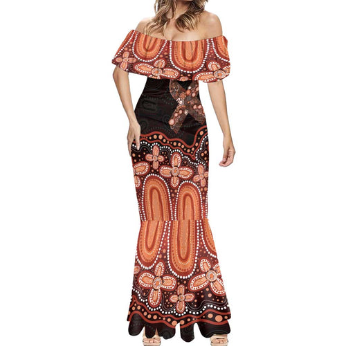 Australia Indigenous Personalized Mermaid Dress Fight Leukemia Orange Ribbons - Aussie Hoodie