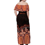 Australia Indigenous Personalized Off Shoulder Maxi Dress Fight Leukemia Orange Ribbons - Aussie Hoodie