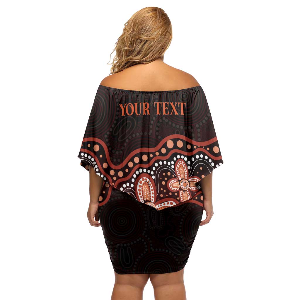 Australia Indigenous Personalized Off Shoulder Short Dress Fight Leukemia Orange Ribbons - Aussie Hoodie