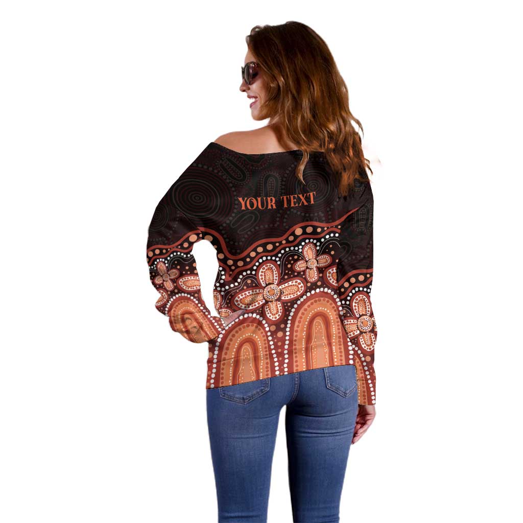 Australia Indigenous Personalized Off Shoulder Sweater Fight Leukemia Orange Ribbons - Aussie Hoodie