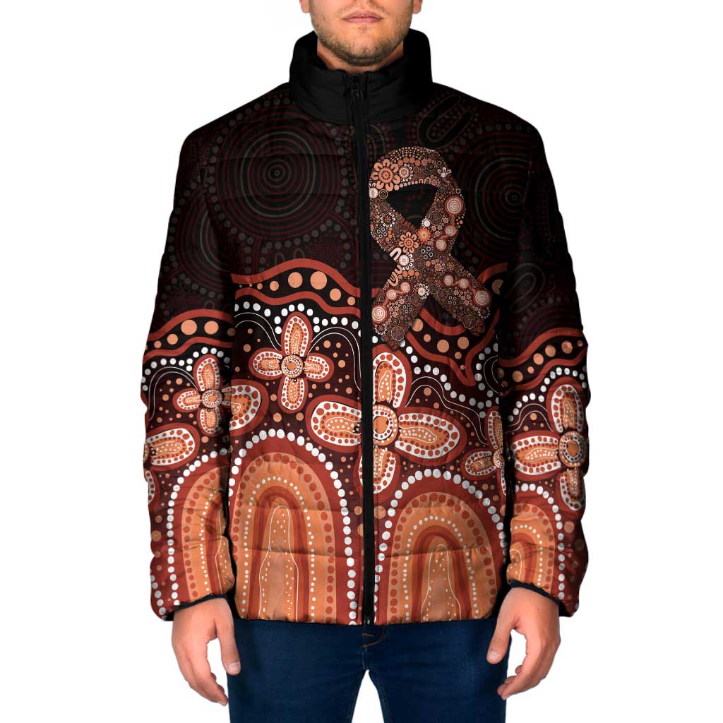 Australia Indigenous Personalized Padded Jacket Fight Leukemia Orange Ribbons - Aussie Hoodie
