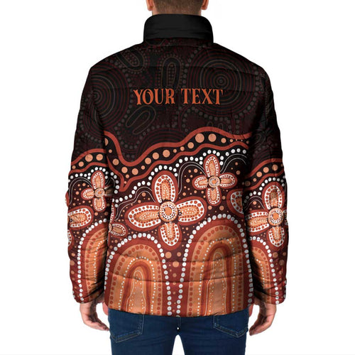 Australia Indigenous Personalized Padded Jacket Fight Leukemia Orange Ribbons - Aussie Hoodie
