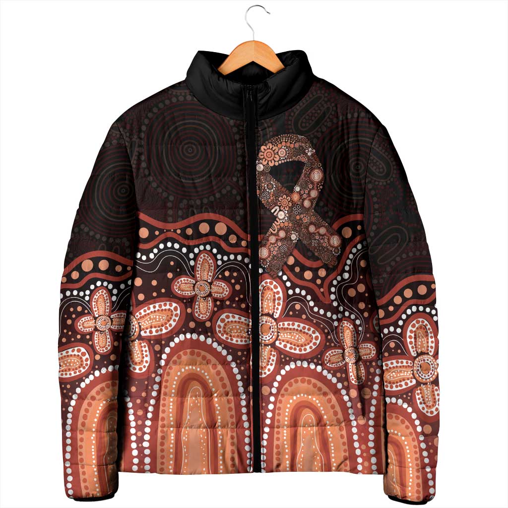 Australia Indigenous Personalized Padded Jacket Fight Leukemia Orange Ribbons - Aussie Hoodie