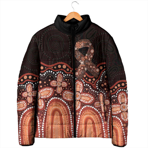 Australia Indigenous Personalized Padded Jacket Fight Leukemia Orange Ribbons - Aussie Hoodie