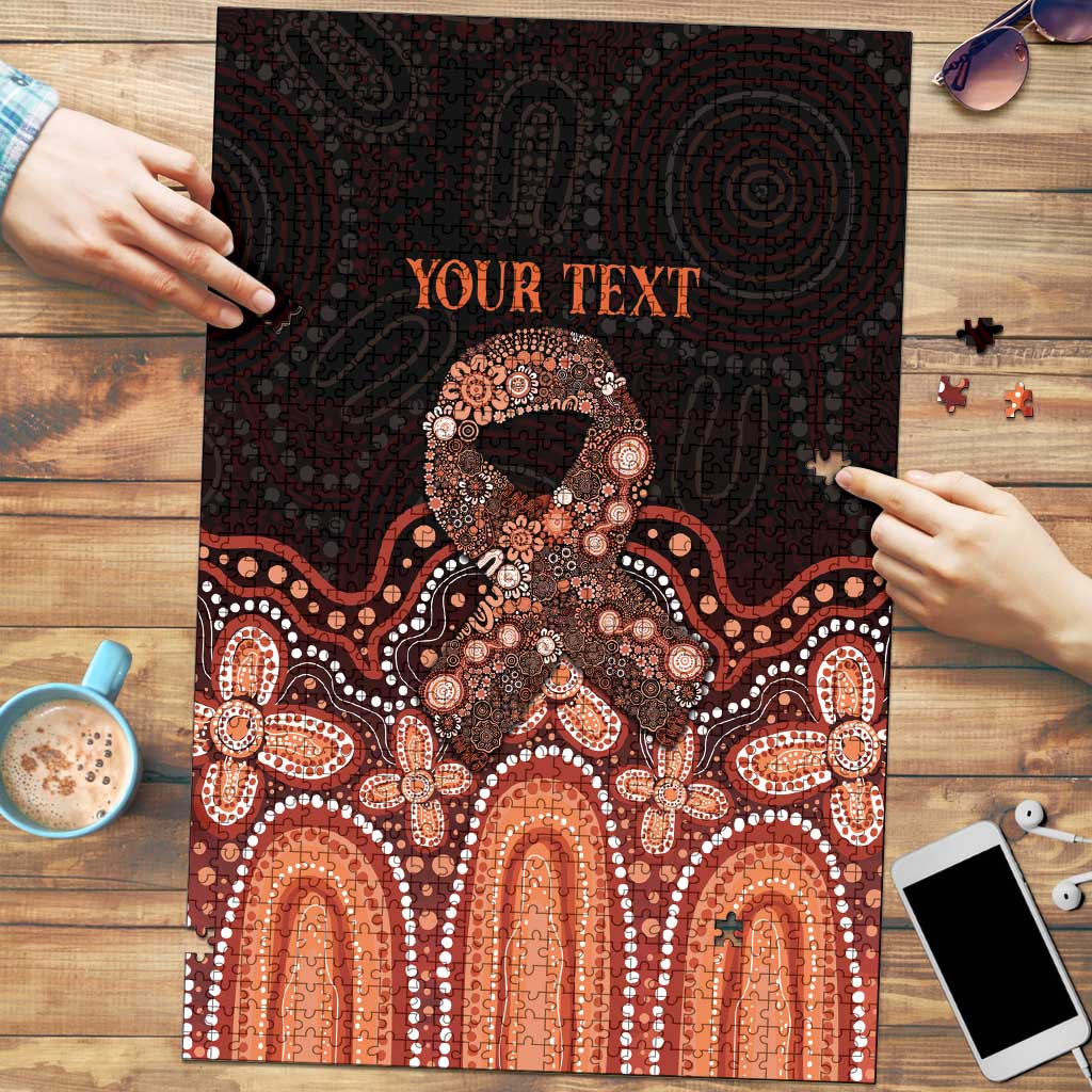 Australia Indigenous Personalized Puzzle Fight Leukemia Orange Ribbons - Aussie Hoodie