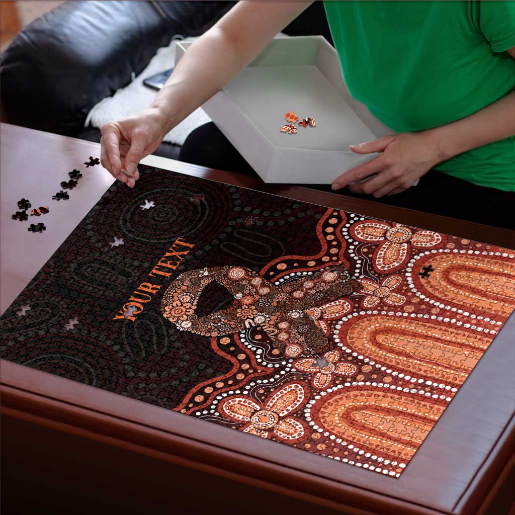 Australia Indigenous Personalized Puzzle Fight Leukemia Orange Ribbons - Aussie Hoodie