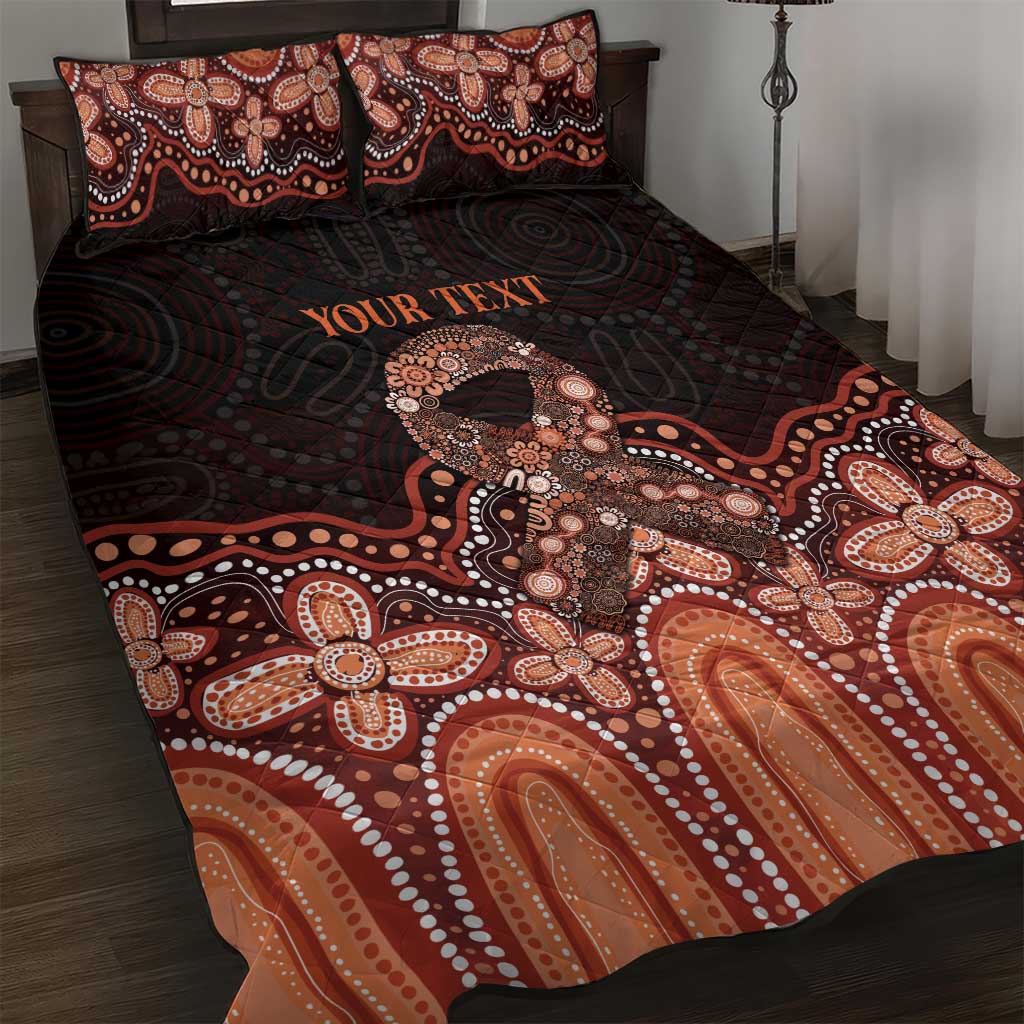 Australia Indigenous Personalized Quilt Bed Set Fight Leukemia Orange Ribbons - Aussie Hoodie