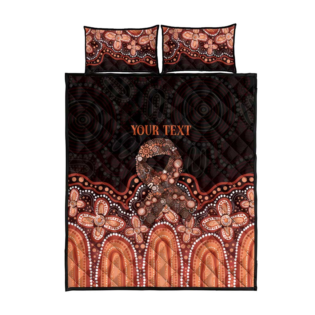 Australia Indigenous Personalized Quilt Bed Set Fight Leukemia Orange Ribbons - Aussie Hoodie