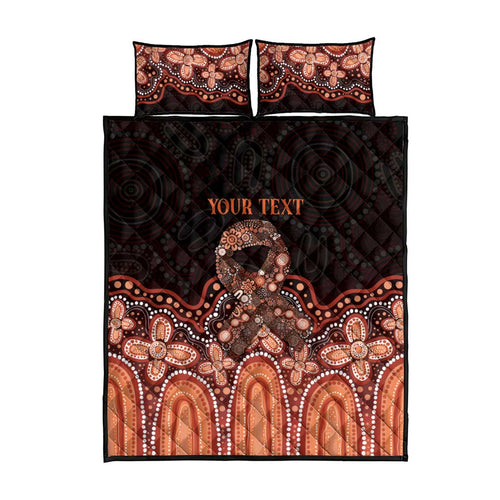 Australia Indigenous Personalized Quilt Bed Set Fight Leukemia Orange Ribbons - Aussie Hoodie
