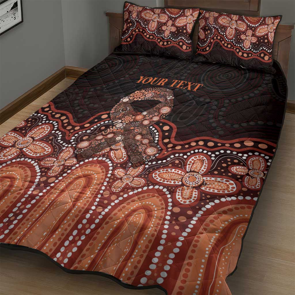 Australia Indigenous Personalized Quilt Bed Set Fight Leukemia Orange Ribbons - Aussie Hoodie