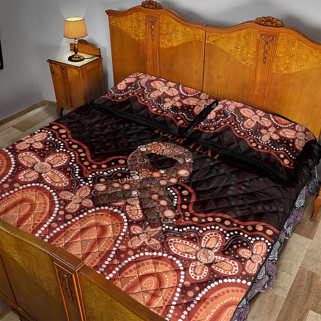 Australia Indigenous Personalized Quilt Bed Set Fight Leukemia Orange Ribbons - Aussie Hoodie