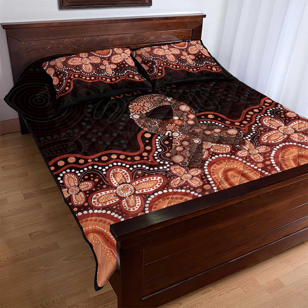 Australia Indigenous Personalized Quilt Bed Set Fight Leukemia Orange Ribbons - Aussie Hoodie