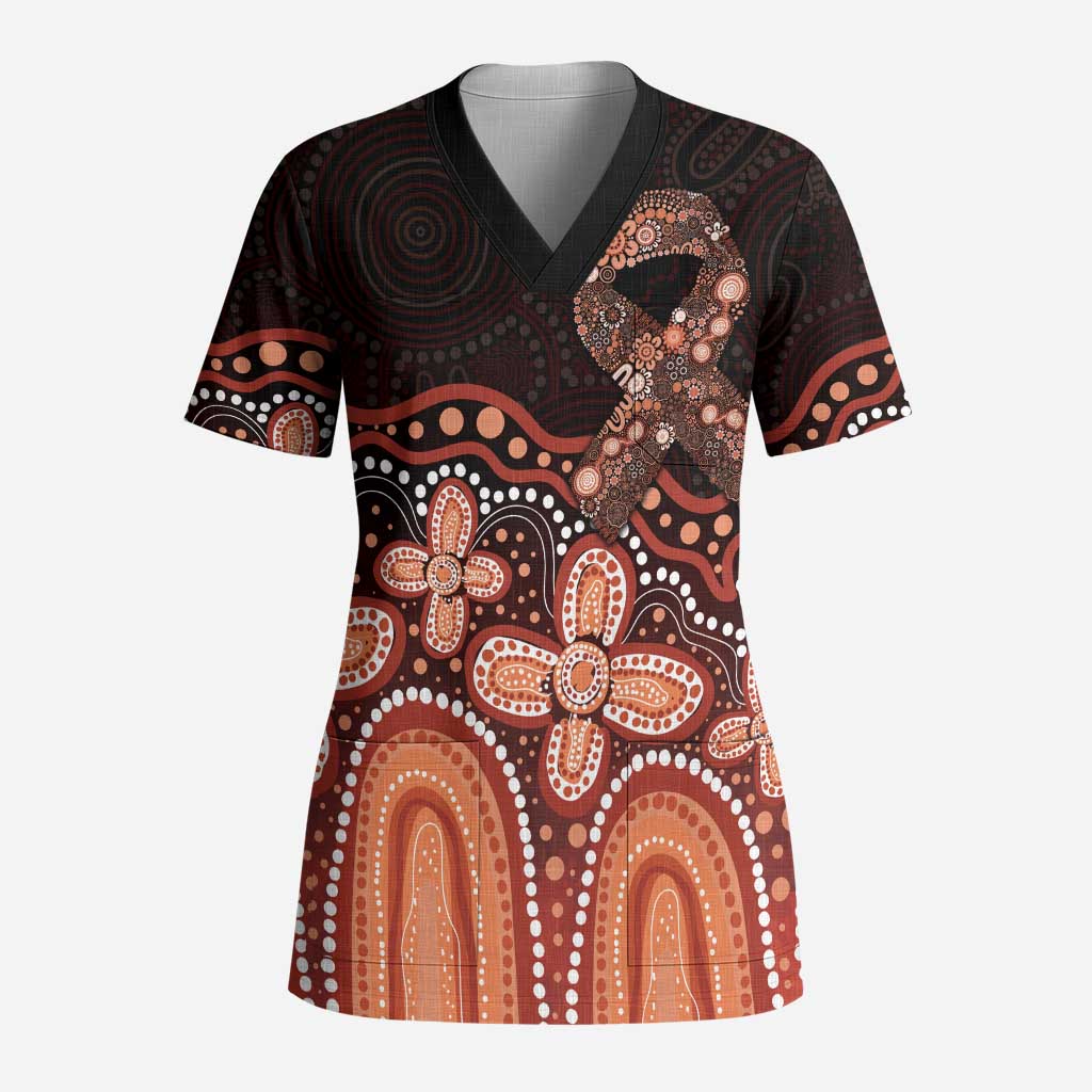 Australia Indigenous Personalized Scrub Top Fight Leukemia Orange Ribbons - Aussie Hoodie