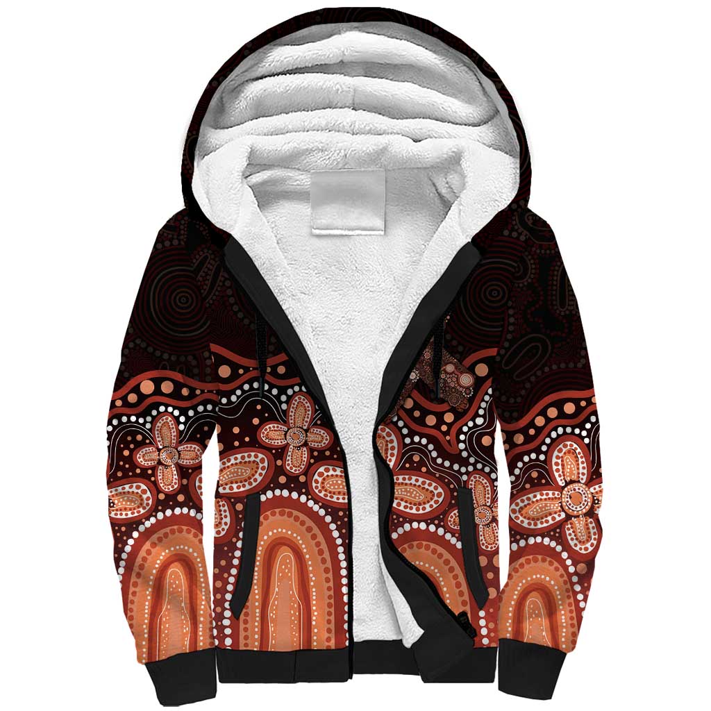Australia Indigenous Personalized Sherpa Hoodie Fight Leukemia Orange Ribbons - Aussie Hoodie