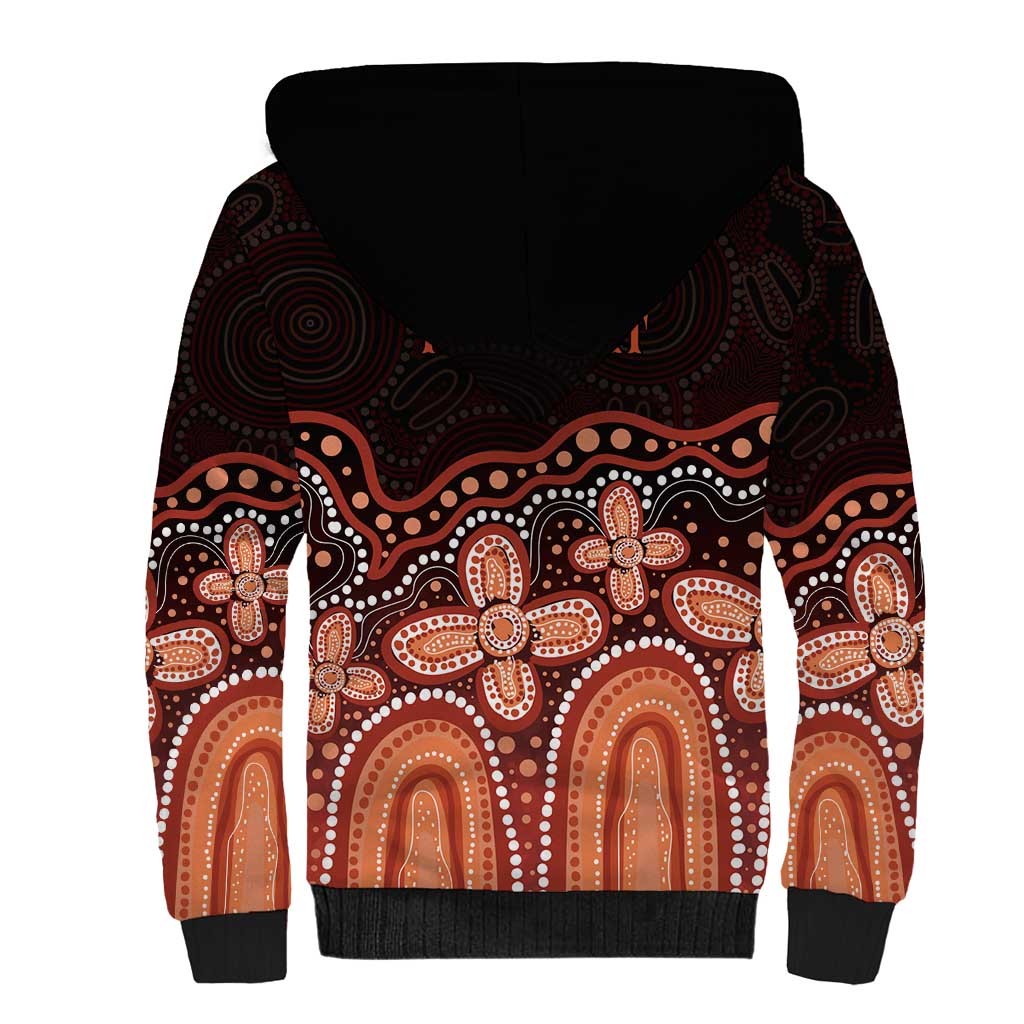 Australia Indigenous Personalized Sherpa Hoodie Fight Leukemia Orange Ribbons - Aussie Hoodie