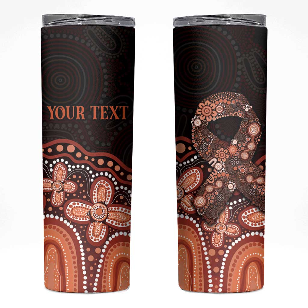Australia Indigenous Personalized Skinny Tumbler Fight Leukemia Orange Ribbons - Aussie Hoodie